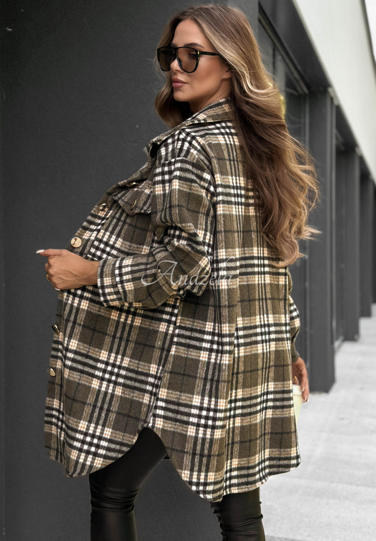 Dlhá vrchná košeľa károvaná  Autumn Bear khaki