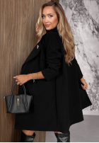 Dlhý Dvojradový Kabát City Chic čierne