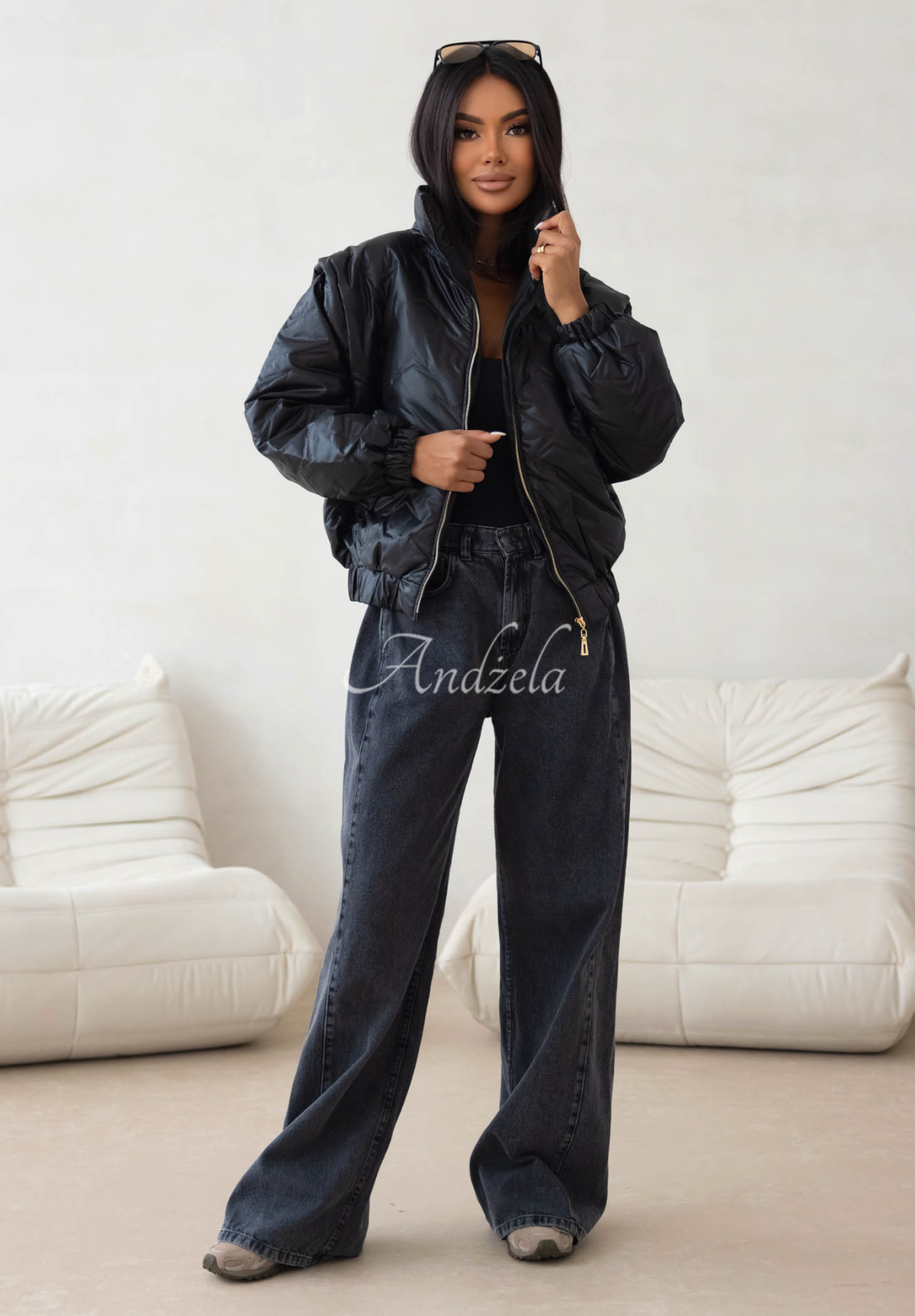 Krátka prešívaná bomber bunda Drizzle Days čierna