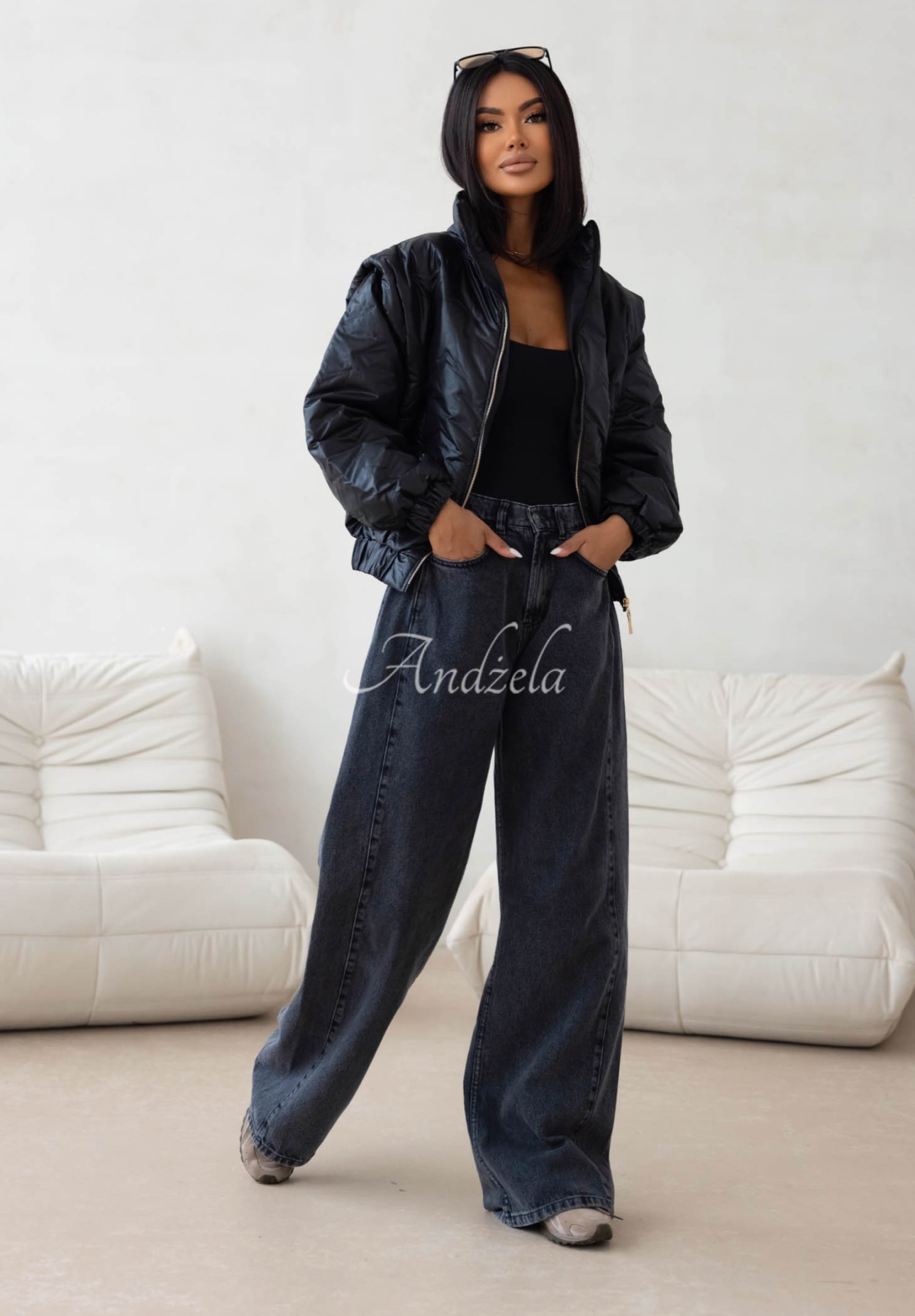 Krátka prešívaná bomber bunda Drizzle Days čierna