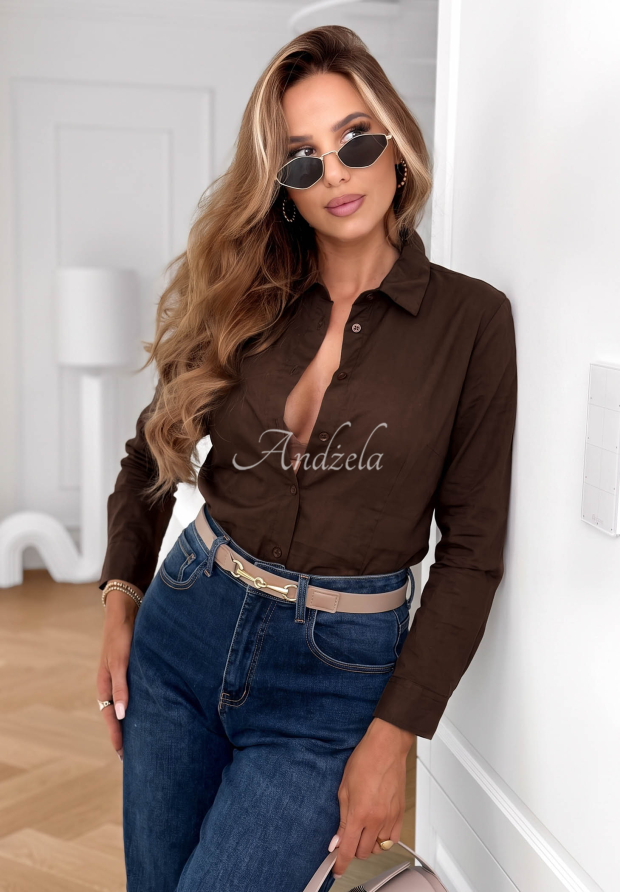 Klasick&aacute; elegantn&aacute; bavlnen&aacute; ko&scaron;eľa Pearl Cove čokol&aacute;dov&aacute;
