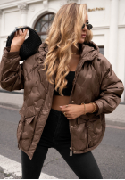 Prešívaná Bunda s kapucňou Autumn Escape béžová