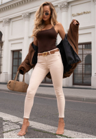 Nohavice džínosové skinny z paskiem Just Be You svetlobéžové
