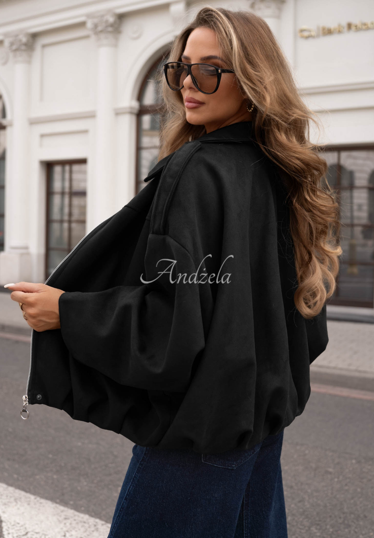 Semišová oversize bomber bunda Early Season čierna