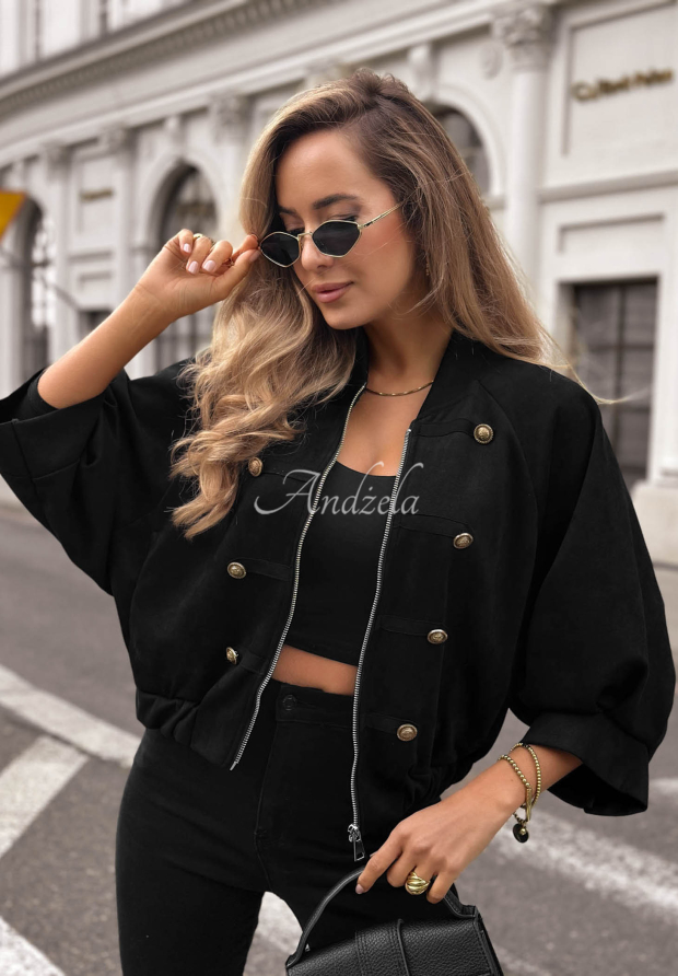Semi&scaron;ov&aacute; bunda vo vojenskom &scaron;t&yacute;le Elegant Force čierna