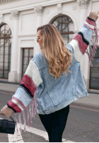 džínsová Bunda katana ze sweterkowymi rękawami Modern Knit svetlomodrá