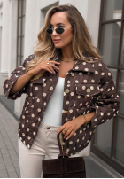 Krátka Prešívaná Bunda w Bodky  Autumn Dots čokoládová