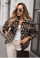 Krátka Prešívaná Bunda w Bodky  Autumn Dots čokoládová