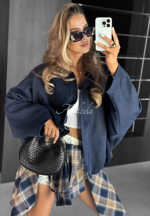 Semi&scaron;ov&aacute; oversize bomber bunda Early Season tmavomodr&aacute;