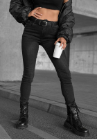 Nohavice džínosové skinny z paskiem Lucky You tmavosivé