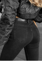 Nohavice džínosové skinny z paskiem Lucky You tmavosivé