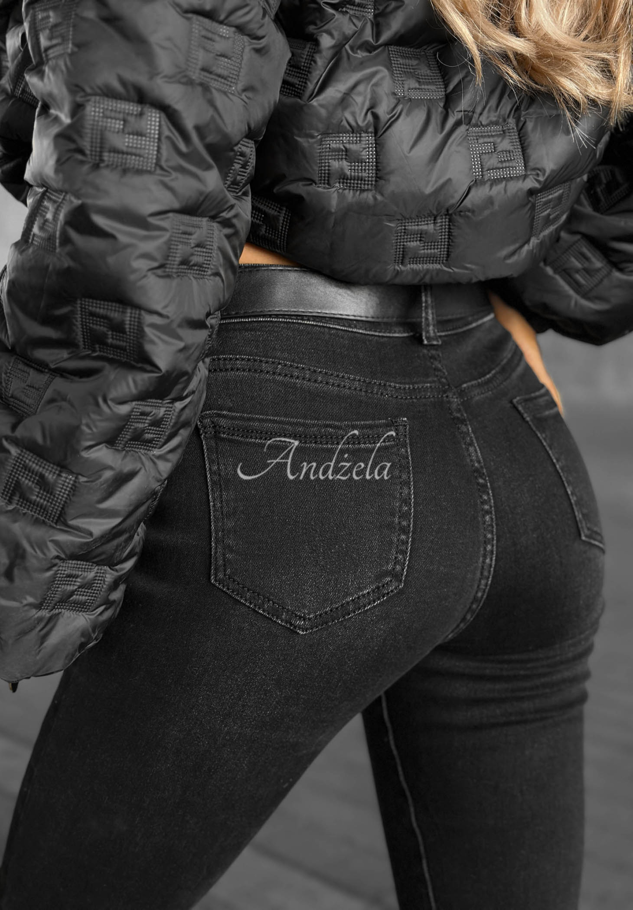 Džínsy skinny s opaskom Lucky You tmavosivé