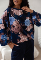 Welurowy Tepláková súprava w kwiaty Floral Kiss čokoládový