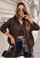 Zamszowa Bunda z kieszeniami Honey Latte čokoládová