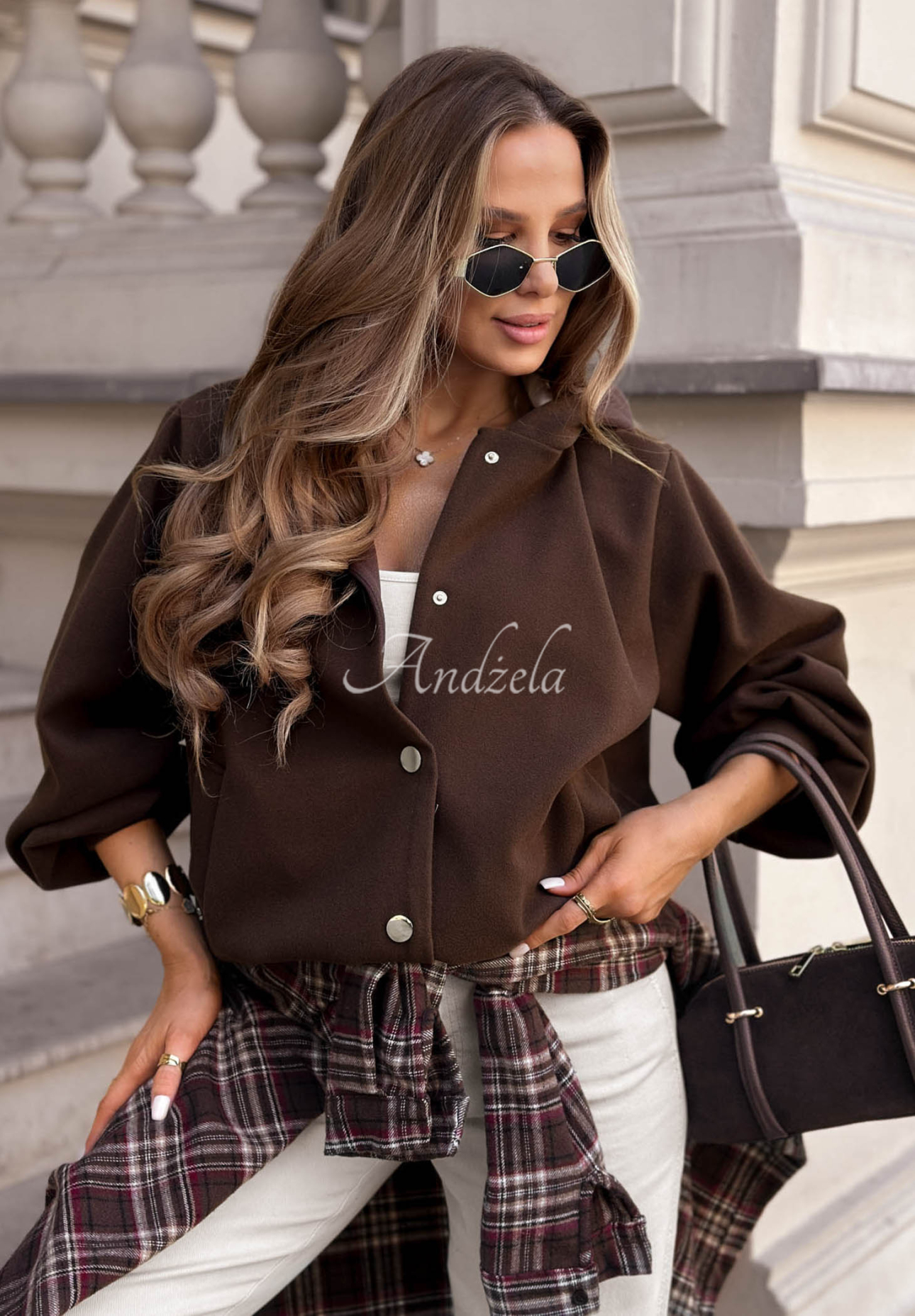 Bomber bunda s vlnou a kapucňou City Comfort čokoládová
