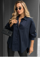 Elegancka bawełniana Košeľa oversize z kołnierzem Prestige Harbor tmavomodrá