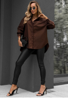 Elegancka bawełniana Košeľa oversize z kołnierzem Prestige Harbor čokoládová