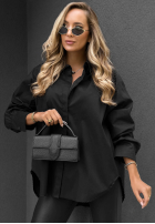 Elegancka bawełniana Košeľa oversize z kołnierzem Prestige Harbor čierna