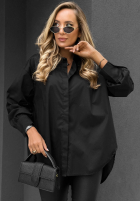 Elegancka bawełniana Košeľa oversize z kołnierzem Prestige Harbor čierna