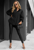 Elegancka bawełniana Košeľa oversize z kołnierzem Prestige Harbor čierna