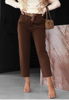 látkové Nohavice mom fit z paskiem Urban Grace čokoládové