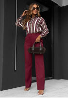 Košeľa w paski Velvet Dream burgundowo-čokoládová