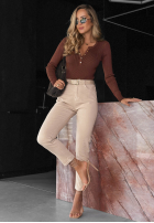 Nohavice džínosové loose fit z paskiem More To Love béžové