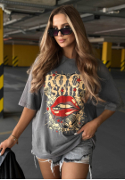 Tričko oversize z nadrukiem Rock Soul ťavý