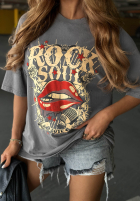 Tričko oversize z nadrukiem Rock Soul ťavý