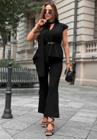 Elegancki Súprava marynarkowa Vesta i Nohavice dzwony Autumn Atelier čokoládový