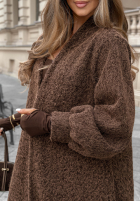 Dlhý Kabát kożuszek oversize Caramel Latte čokoládový