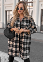 Košeľa oversize w kratę September Glow čokoládová