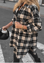 Košeľa oversize w kratę September Glow čokoládová