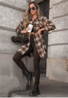 Košeľa oversize w kratę September Glow čokoládová