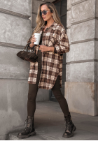 Košeľa oversize w kratę September Glow čokoládová