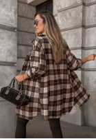 Košeľa oversize w kratę September Glow čokoládová