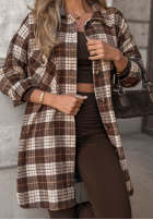 Košeľa oversize w kratę September Glow čokoládová