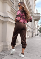 Welurowy Tepláková súprava w kwiaty Floral Kiss čokoládový