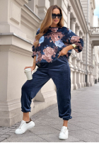 Welurowy Tepláková súprava w kwiaty Floral Kiss čokoládový