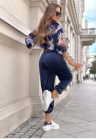 Welurowy Tepláková súprava w kwiaty Floral Kiss čokoládový