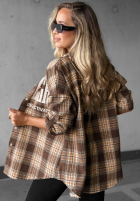 Košeľa oversize w kratę z nadrukiem The Gre červená