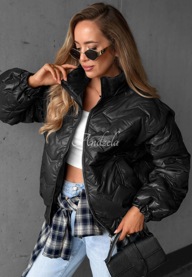 Kr&aacute;tka pre&scaron;&iacute;van&aacute; bomber bunda Drizzle Days čierna
