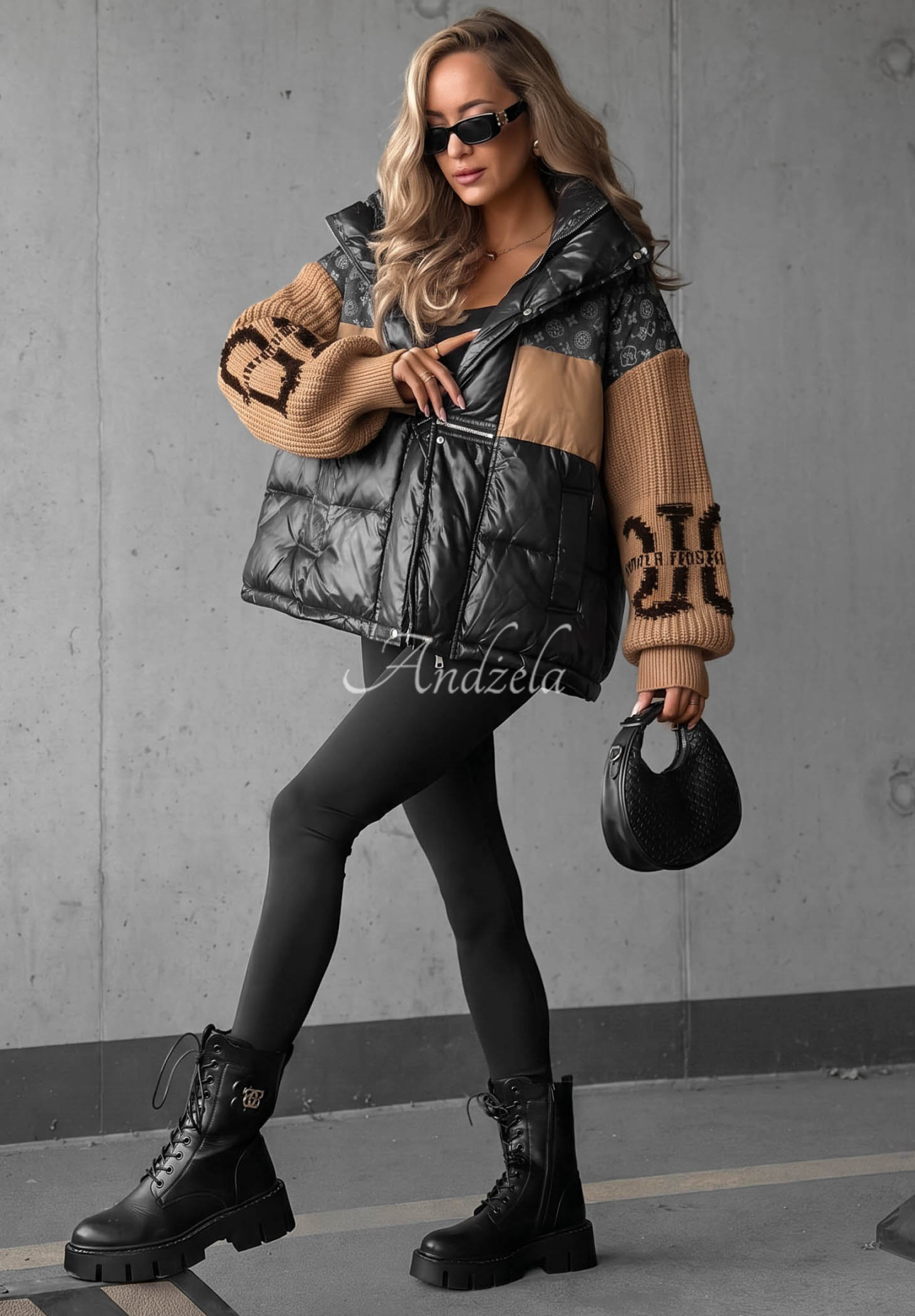 Páperová bunda Cold Hands čierno-ťavia