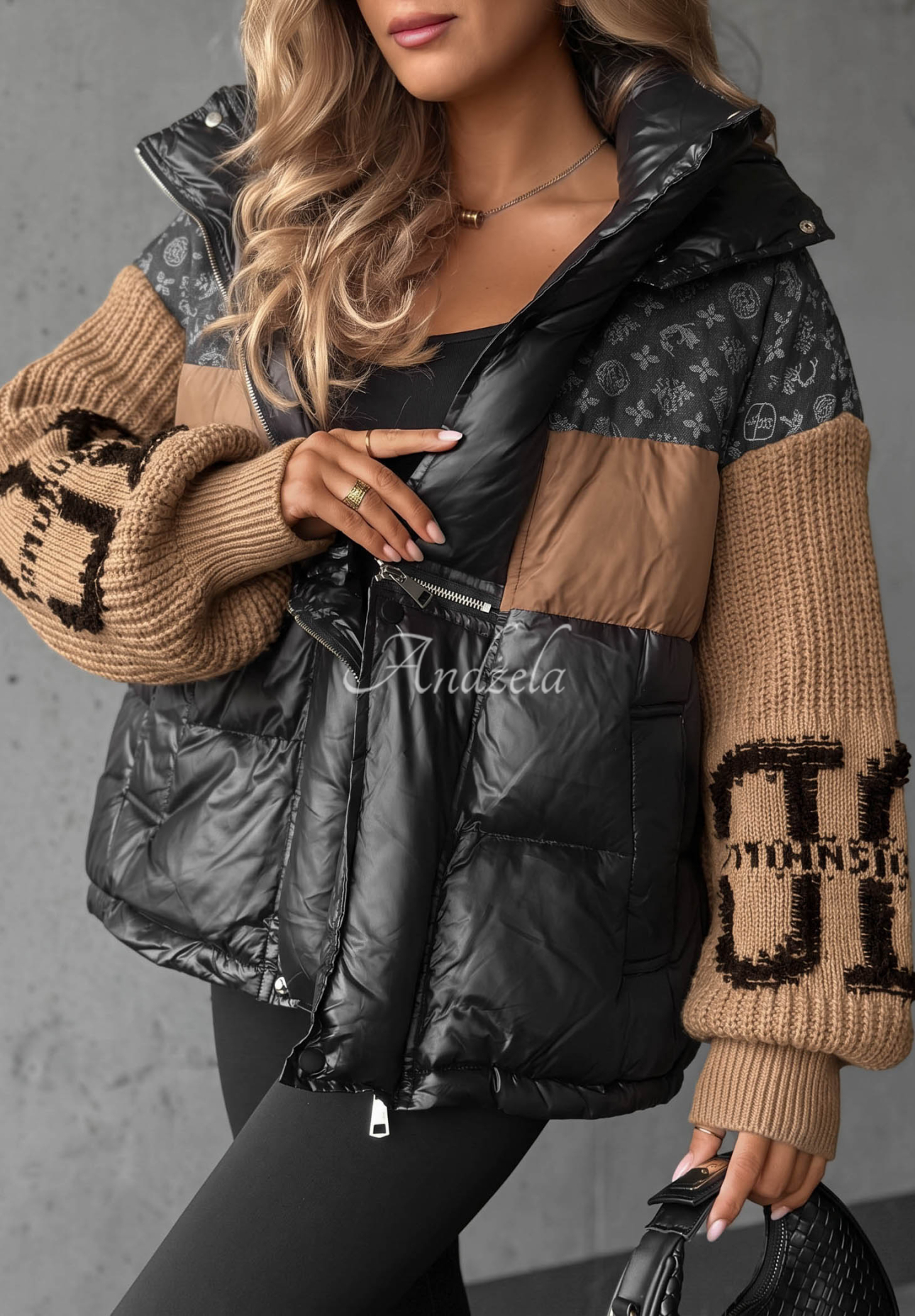 Páperová bunda Cold Hands čierno-ťavia