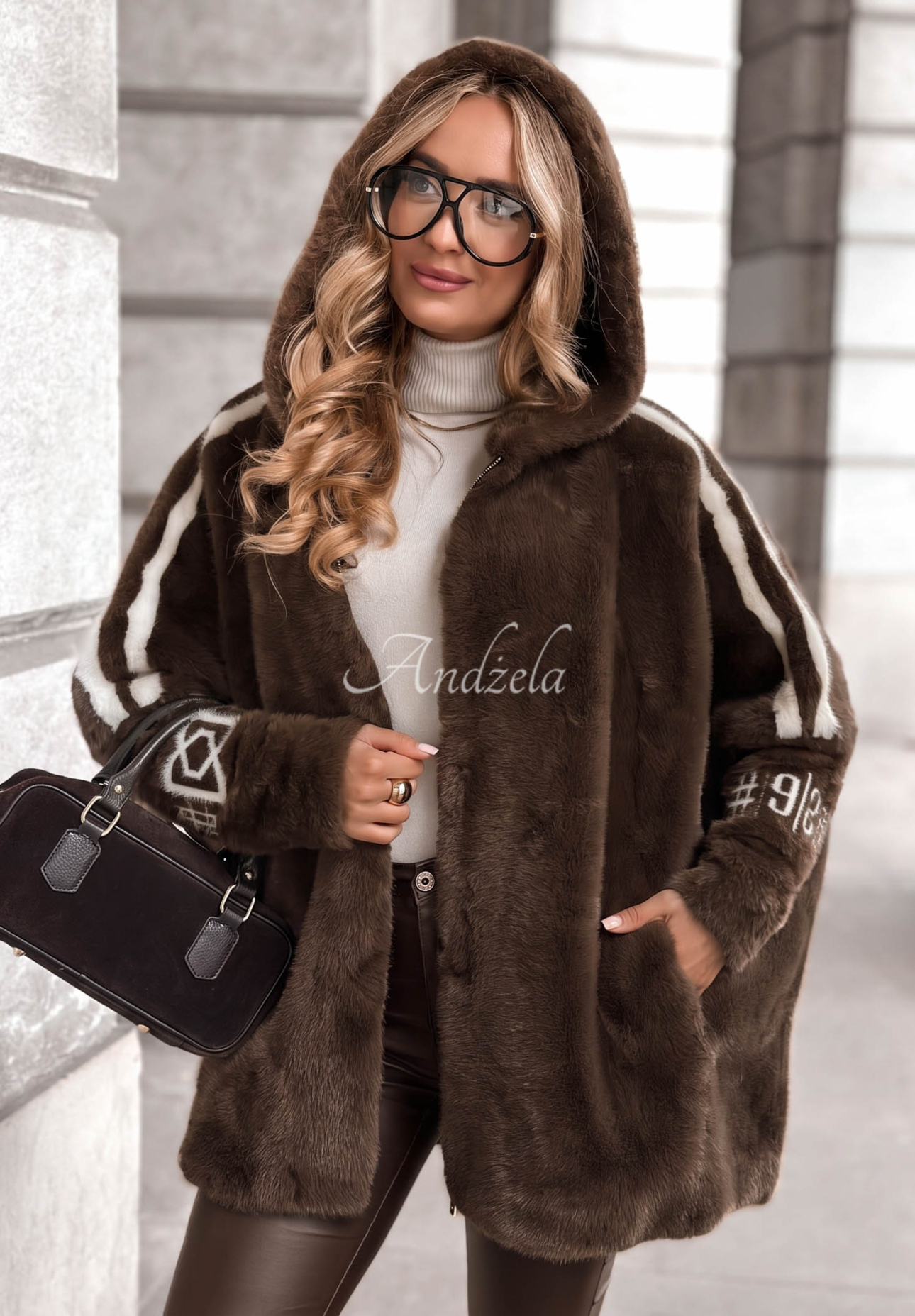 Vlnená bunda alpaka s angorou Choose Me First čokoládová II
