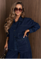 džínsová Bunda Urban Denim ciemnoniebieska