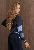 Krótki zapinany kardigan w romby Fall Pattern ecru
