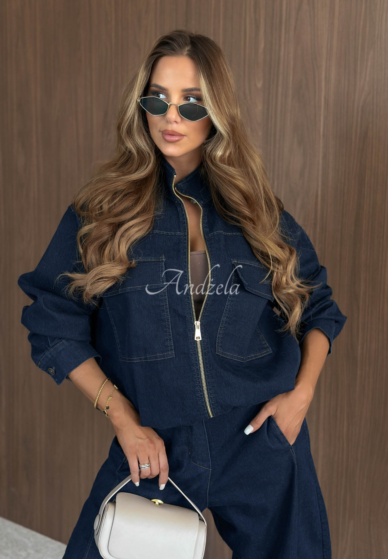 Džínsová bunda oversize Autumn Rituals tmavo modré