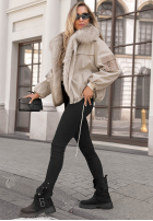 Krátka Bunda parka z futerkiem Cold North čierna