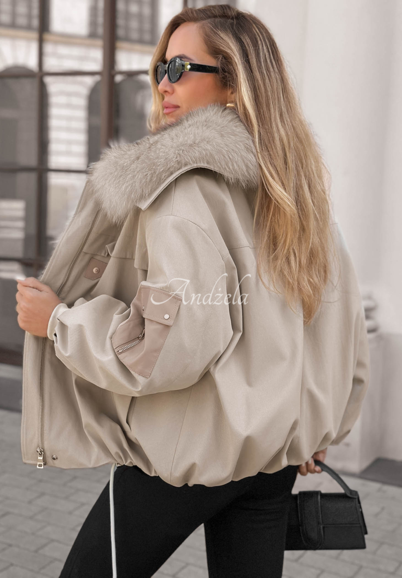 Krátka parka s kožušinou Cold North Sivá